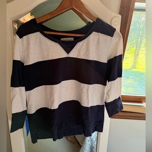 G.H. BASS CO. Women’s Everyday Striped Shirt Navy White Large Cotton